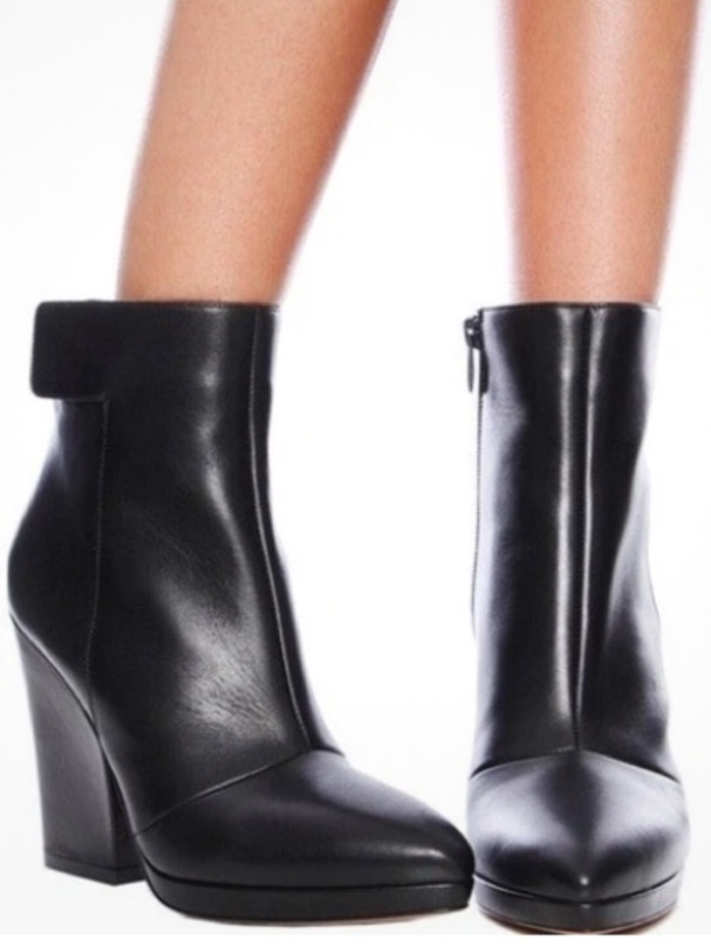 Vince Luisa Black Leather Heeled Ankle Booties Italy